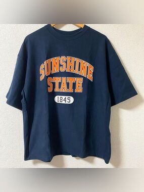 WEGO Navy Short Sleeve Tee with Orange "Sunshine State" Print